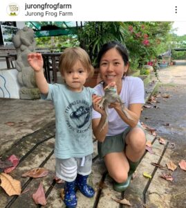 Kids visiting frog farm in SG